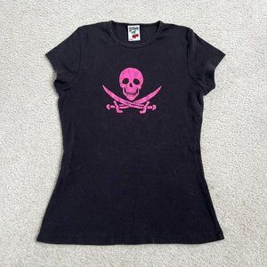 Vintage grunge skull and crossbones graphic baby tee